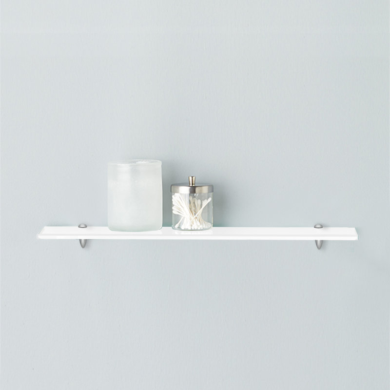 Glass Accent Shelf with Adjustable Shelves, 0.38" H x 18" W x 6" D, White
