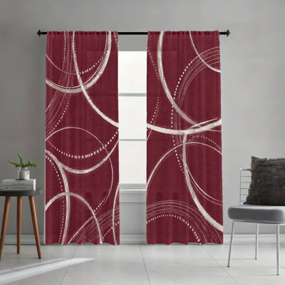 Rideaux filtrant la lumière à motif circulaire abstrait (lot de 2), imprimés de cercles tourbillonnants argentés et blancs, style à œillets, adaptés au salon, à la chambre à coucher, à la chambre d'amis, à une maison de campagne et à une décoration intérieure esthétique.
