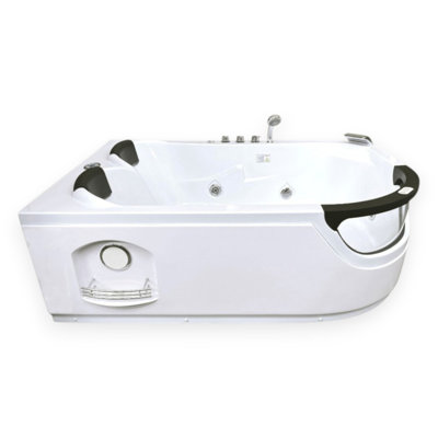 LUNA 71" x 47" 2-Person White Whirlpool Bathtub with Dual Pump