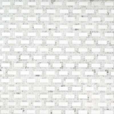 Ackland Calabria Frost Geometric 12 in. x 12 in. Polished Marble Mosaic Floor and Wall Tile