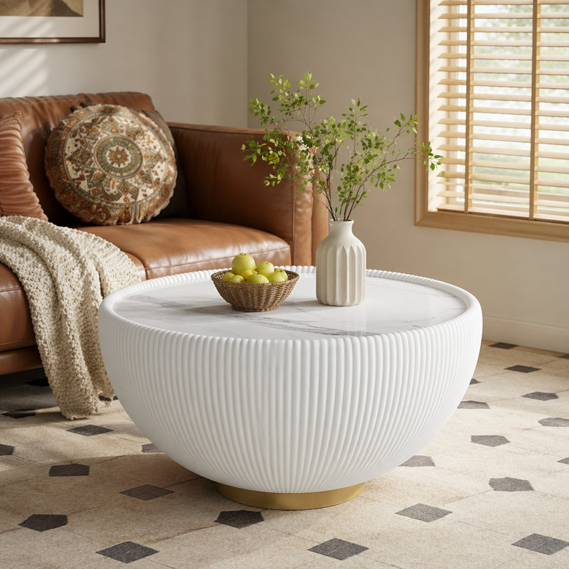 Table de bout moderne avec plateau en cuir fritté et base en métal avec base en métal, table d'appoint luxueuse pour le salon (chaque plateau a un motif gris unique)