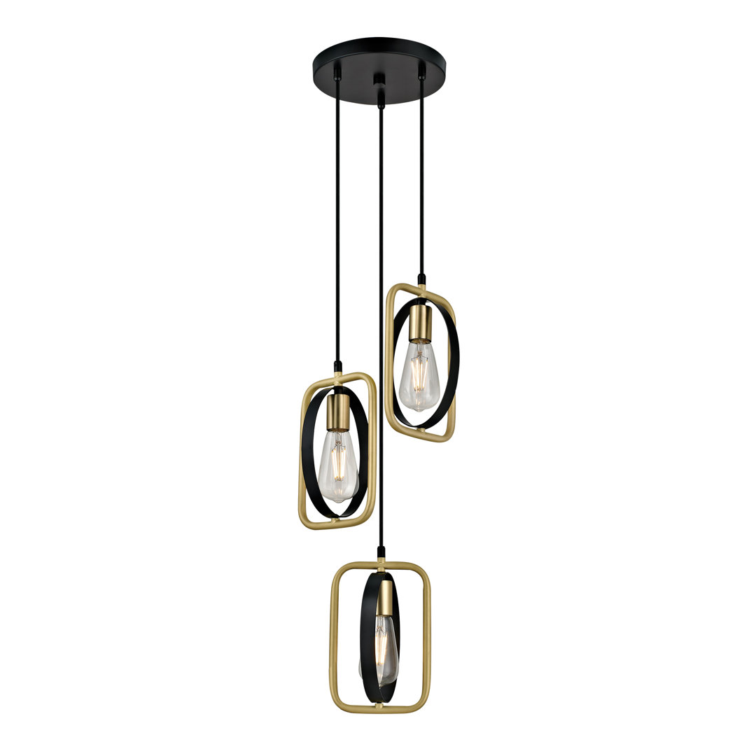 Huckaby 3 - Light Brass Cluster Pendant Everly Quinn