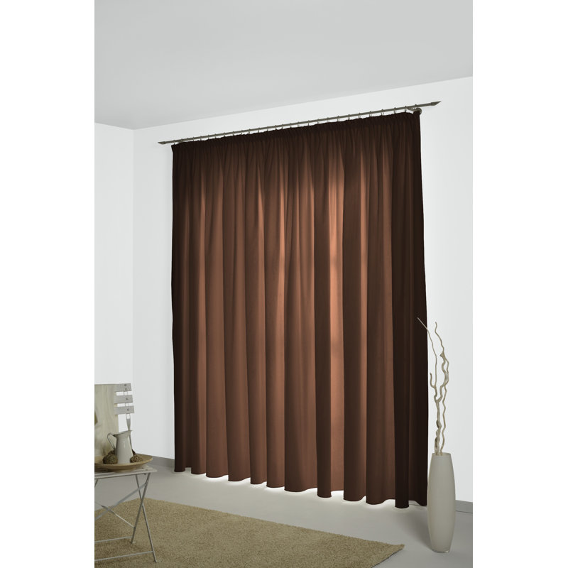 Newbury 67% Polyester And 33% Cotton Room Darkening Single Curtain Panel, 130cm Width x 295cm Drop, Brown