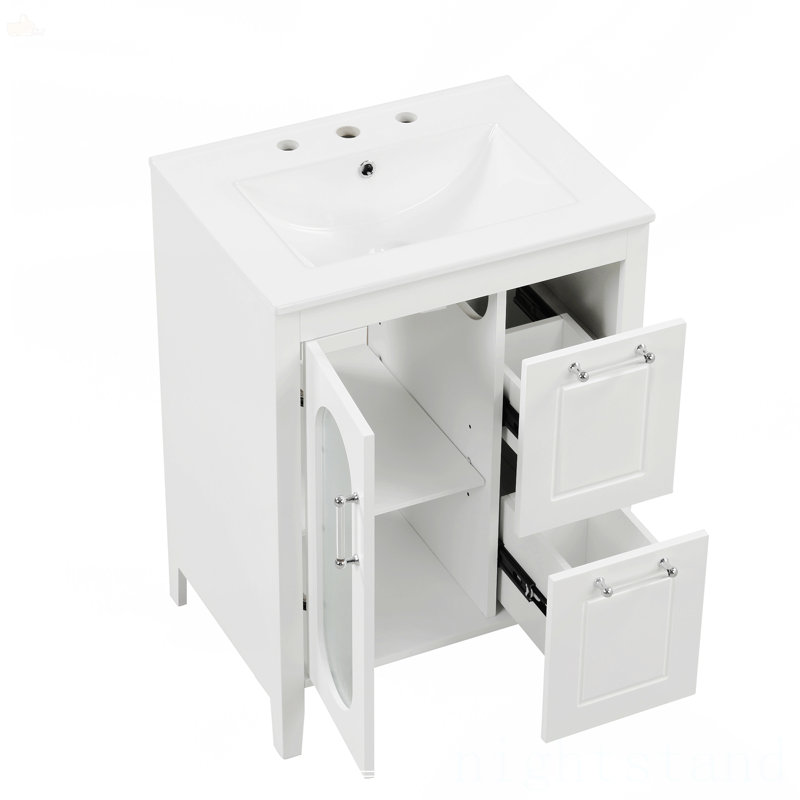 Meuble-lavabo 24 po avec lavabo, Blanc