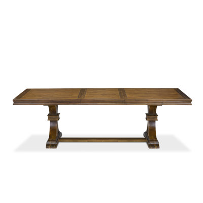 A wooden dining table with removable rectangular tabletop – Antique Walnut Finish