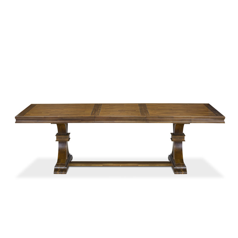 A wooden dining table with removable rectangular tabletop – Antique Walnut Finish