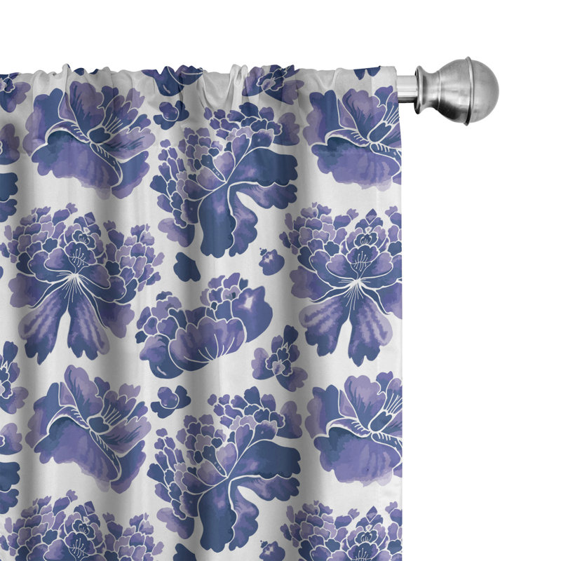 Floral Semi-Sheer Rod Pocket Curtain Panels, 28" W x 84" L
