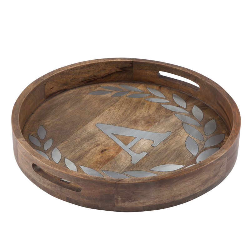 Heritage Collection Mango Wood Round Tray With Letter "A", A