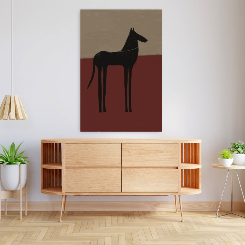 Art abstrait abstrait cheval noir minimaliste