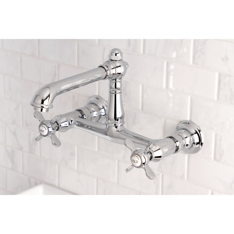Kingston Brass Essex Two-Handle 2-Hole Wall Mount Bathroom Faucet, Polished Chrome