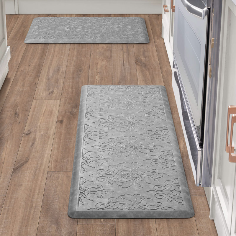 Embossed Soothing Comfort Anti-Fatigue Mat Set, Light Gray