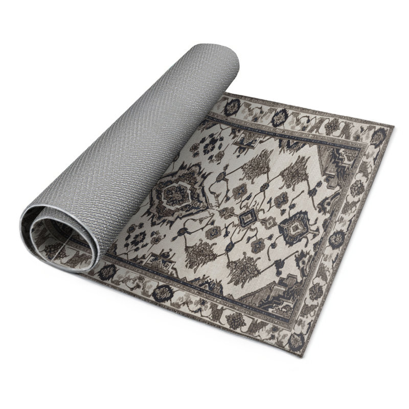 Tapis d'intérieur et d'extérieur gris Persian, Rectangle 4pi x 6 pi