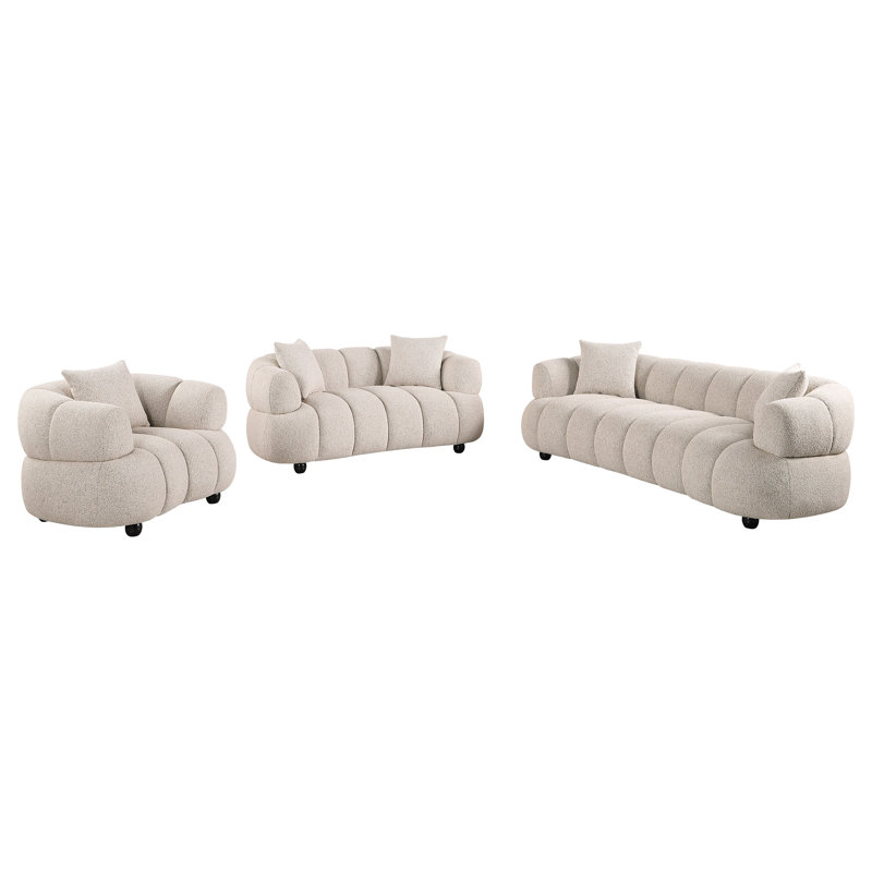 Ensemble de canapé rembourré Wictoria, 3 pièces: canapé, fauteuil, causeuse