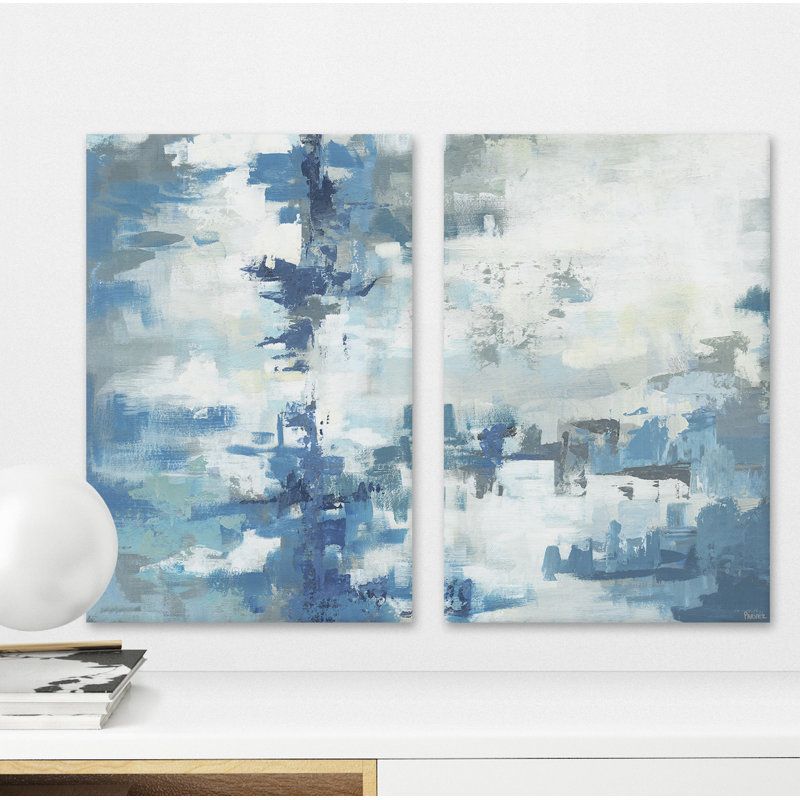« ascording blue teintes » par parvez taj,-ensemble de 2 images sur toiles tendues, ensemble de 2 pièces