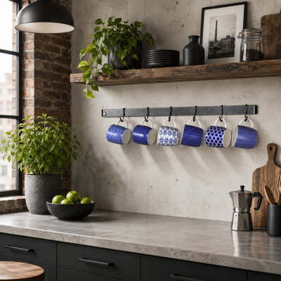 Handcrafted Wall Rack Utensil Bar with 12 Hooks