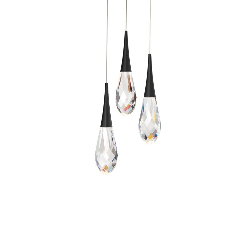 Hibiscus 3 - Light LED Cluster Pendant, Black