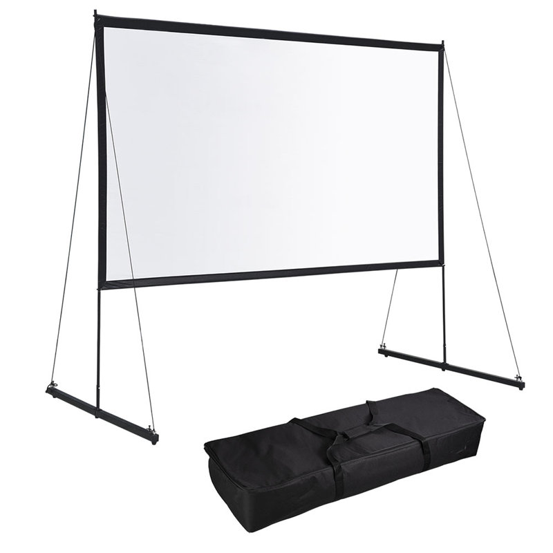 Écran de projection pliable portatif blanc 63,1875 po x 109,0625 po, 53,4375 po x 91,6875 po