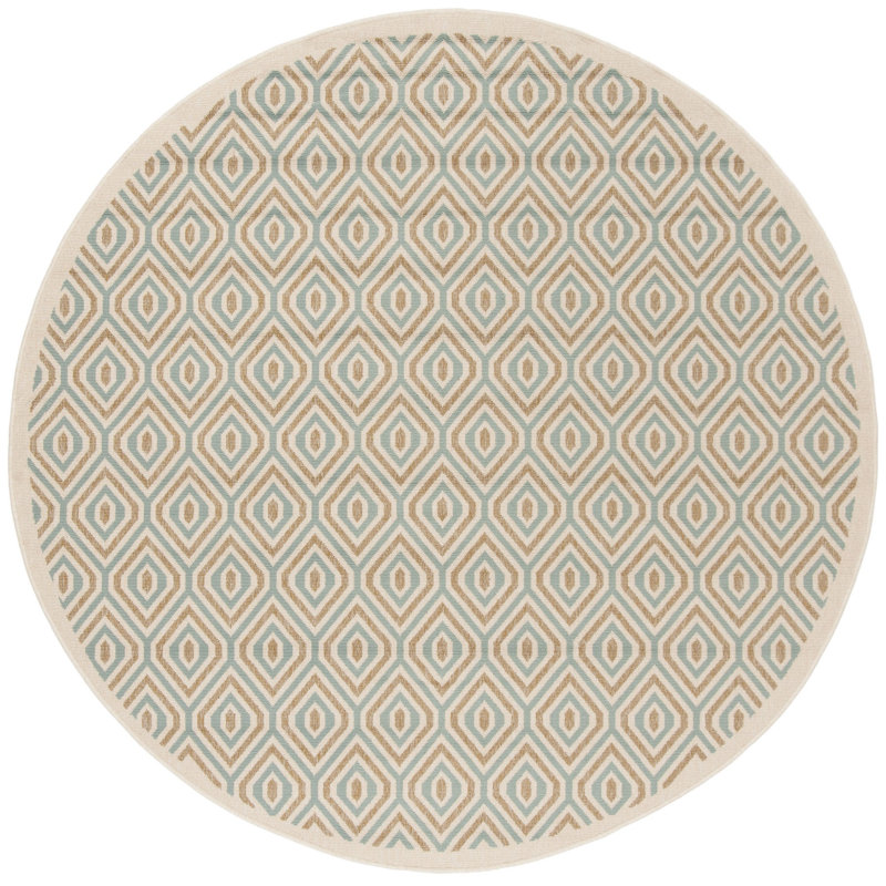 Tapis d'intérieur / extérieur à motif géométrique Amatia Performance, Rond 6 pi 7 po