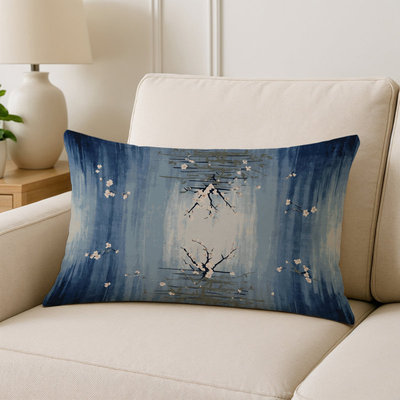 Coussin décoratif intérieur et extérieur Modern, Bleu abstrait, Rectangle H 25 po x l 18 po