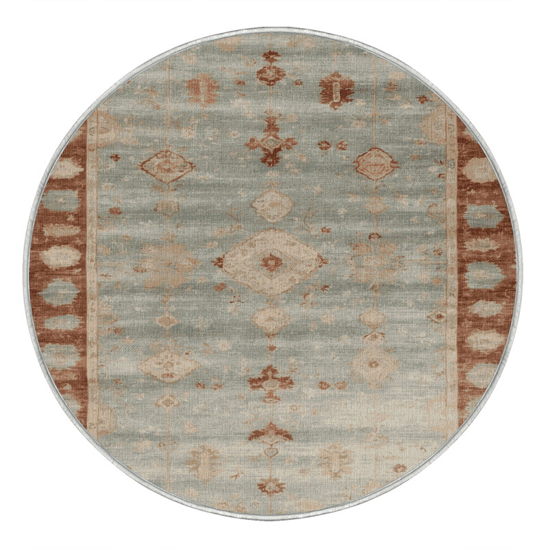 Tapis beige surteint lavable à la machine, Rond 5 pi