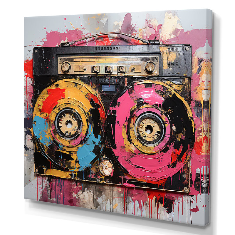 Abstract Rhythms Jukebox 2 - Jukeboxes, art mural, H 30 po x l 30 po x P 1,5 po, Toile tendue