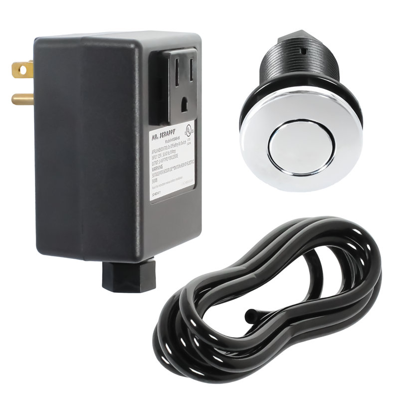 Garbage Disposal Air Switch Kit with Chrome Push Button, Power Box, and Air Tube