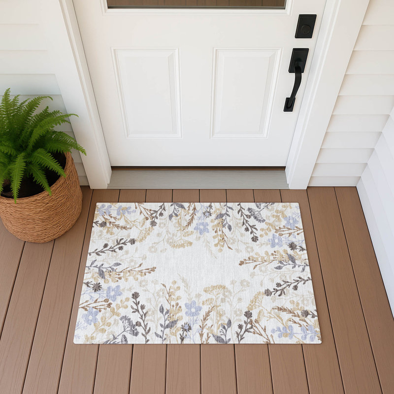 Machine Washable Indoor/Outdoor Bourkelands ACN2334 Floral Rug, Rectangle 1'8" x 2'6"