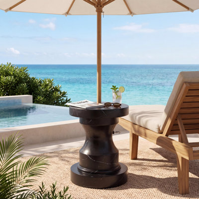 Lucretia MGO Umbrella Side Table with Adjustable Pole Support