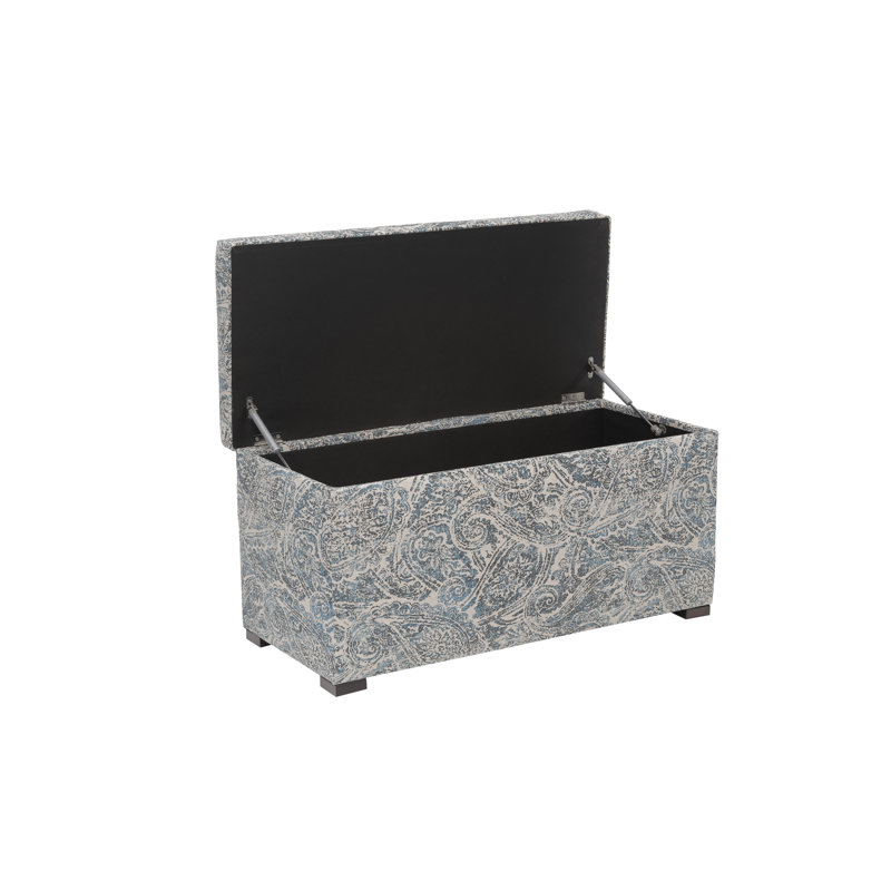 Bagnall Polyester Upholstered Storage Bench, Paisley Blue/Linen