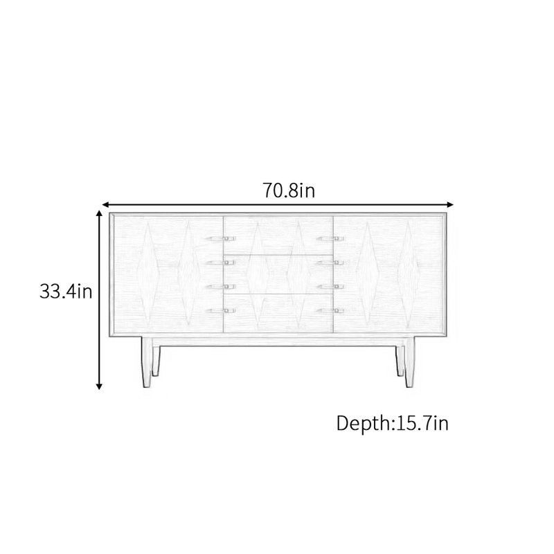 Chambaud, 33.4" H x 70.8" W x 15.7" D