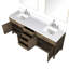 80 po L x P 22 po. Meuble-lavabo double en chêne gris avec comptoir en quartz blanc, robinet et 36 miroirs