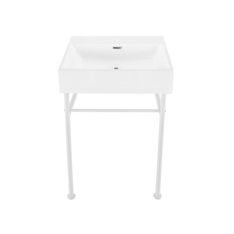 Claire 24" Rectangle Zero Hole Console Sink With Legs, Natural
