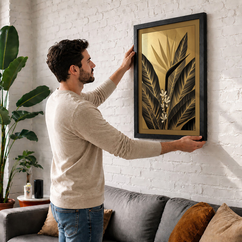 Fan Plant in Green Botanical - Framed Print, A4 - 29.7 x 21.0 cm, White