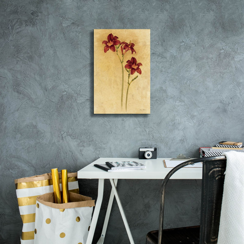«Red Day Lily» par Cheri Blum, art mural sur toile, H 18 po x l 12 po x P 0,75 po