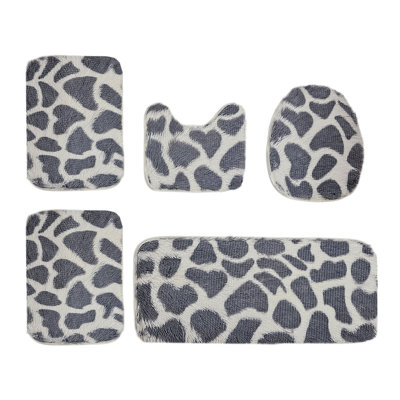 Ensemble de 5 tapis de salle de bain tachés de couleur mélangée tacheté 5 tapis de toilette doux et confortable absorbant l'eau antidérapant lavable facile à sécher
