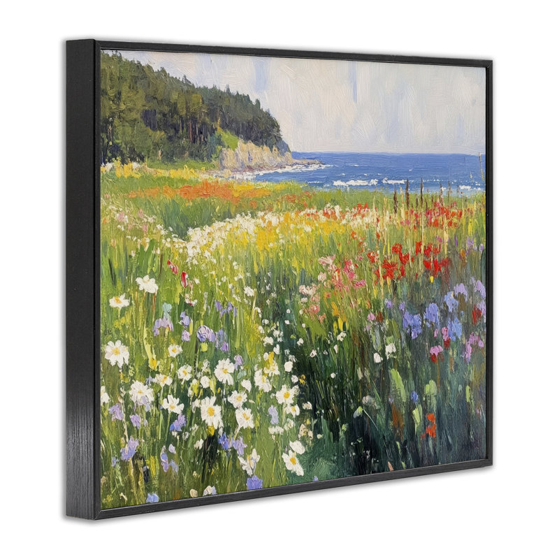 Giclée encadrée Vivid Wildflower Beach, design par Petal Prints Design, H 11 po x l 14 po, Giclée encadrée noir minuit