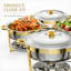 Service de table rond pour buffet, idéal pour la maison et l'extérieur, ensemble de 2, couleur dorée. Solution de service polyvalente.-2112824750