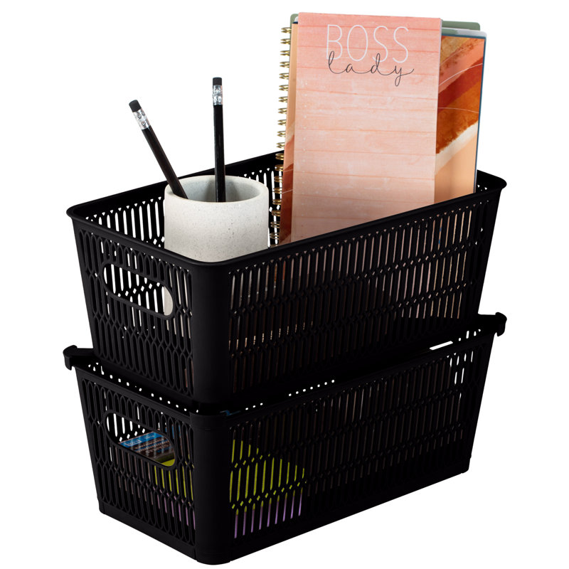 Ensemble de paniers en plastique, 5, Noir