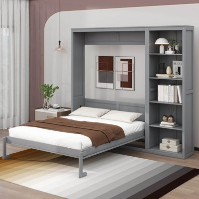 Lit escamotable grand format avec tablettes et lumières DEL intégrées