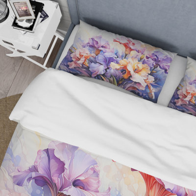 Ensemble de housse de couette en microfibre / polyester Meadow Iris Whispers I
