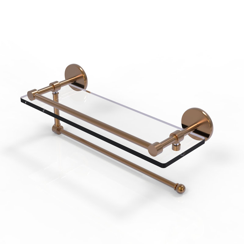 Étagère avec porte-serviettes Dalston, Laiton non laqué, H 5 po x l 22 po x P 5 po