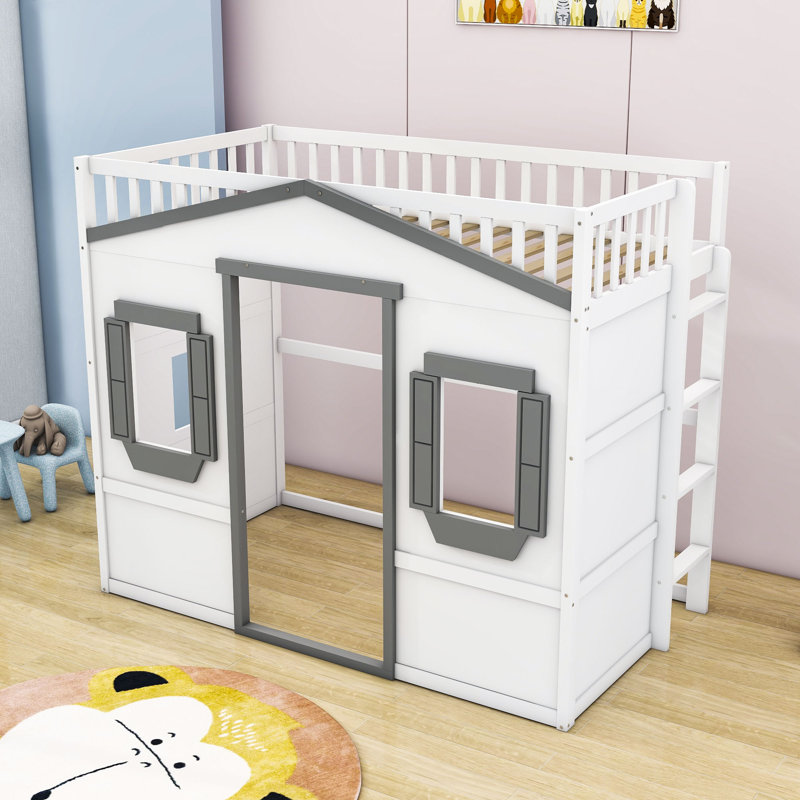 Barneston Loft Bed by Harper Orchard, Twin, White/Gray