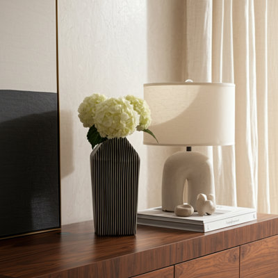Modern Stoneware Vase with Bold Vertical Line Design and Contemporary Geometric Form for Decorative Display and Accents in Minimalist or Artistic Interior Settings