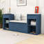 Banc de rangement en bois avec coussin, 2 tiroirs, compartiments rabattables et tablettes ouvertes réglables-2086005239