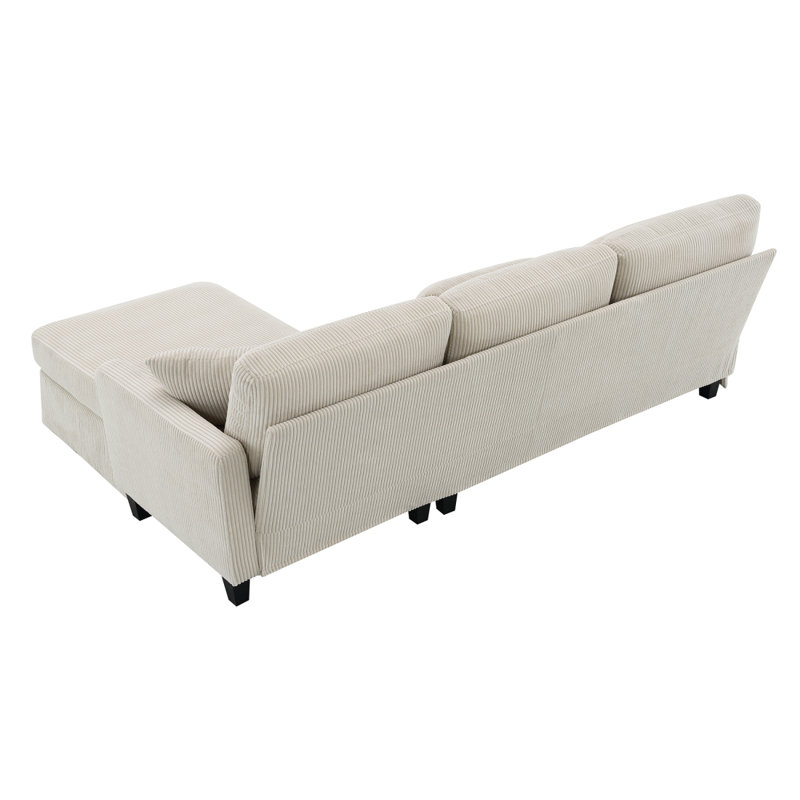 Canapé-lit modulaire moderne en velours côtelé avec méridienne réversible, Beige