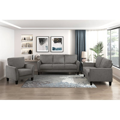 Modern Contemporary Sofa Set Comfortable Sofa Loveseat Corduroy Upholstered Cushion Solid Wood Living Room Furniture