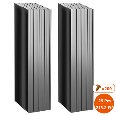 25 Pcs Roof Panels Galvanized Steel Hardware Metal Roofing Sheets Wall Panels Gazebo Top Cover, Grey