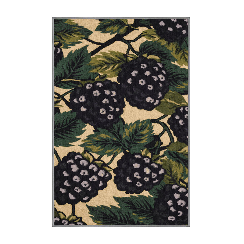  Washable Blackberry Fruits Area Rug, Runner 2' x 4'
