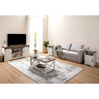 Chi Farmhouse Coffee Table Set, TV Stand, Coffee Table anf 2 End Tables