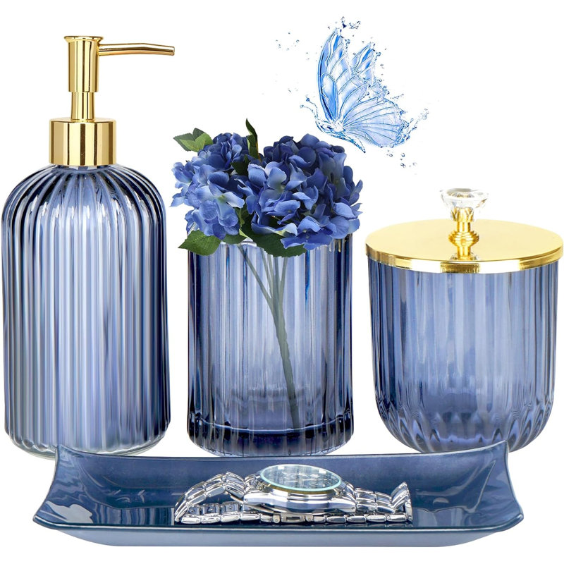 Cothren Bathroom Accessory, Blue Glass